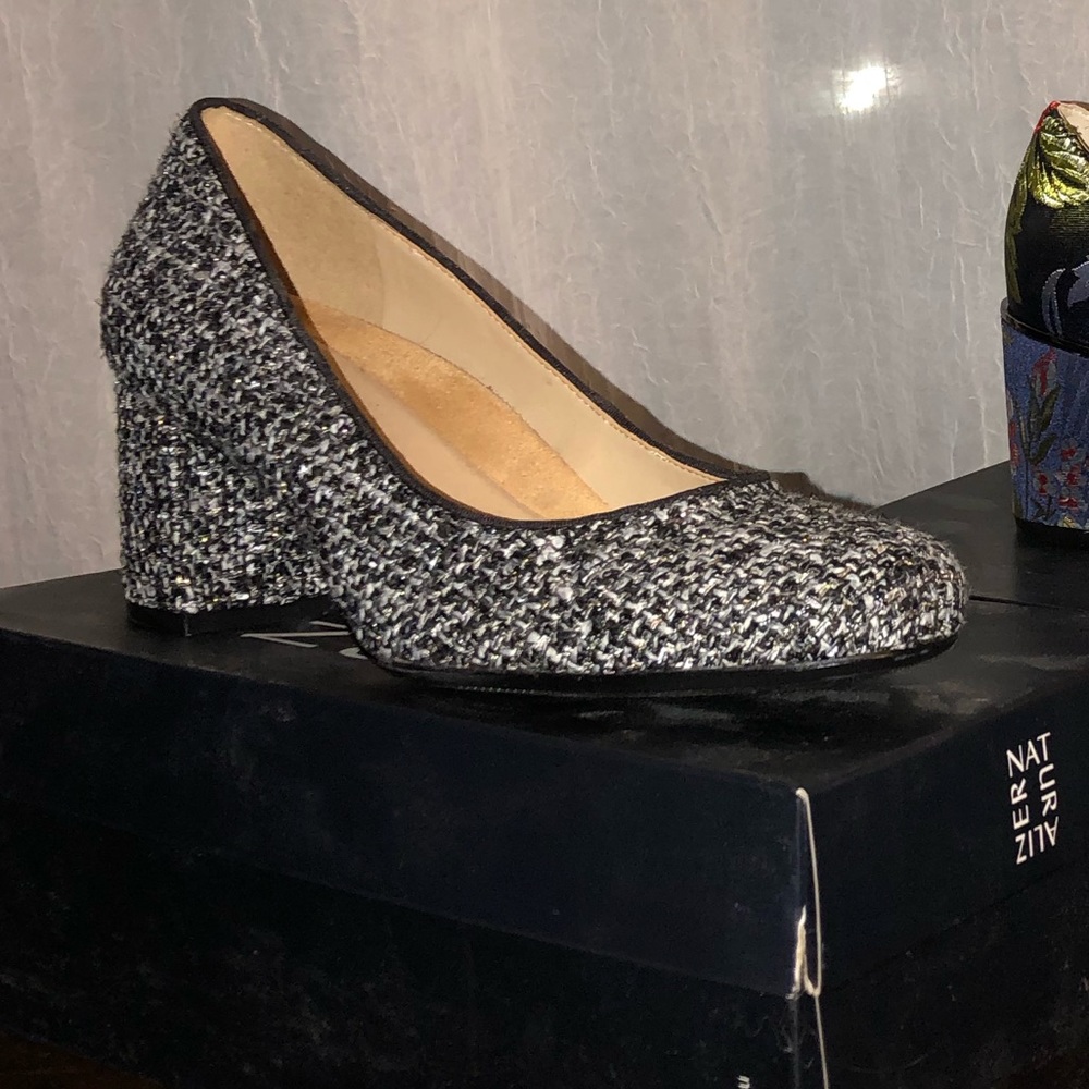 Black and White Tweed Heel